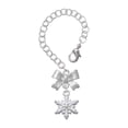thumbnail image 1 of Delight Jewelry White Snowflake with Clear Crystal - Silvertone Bow Charm Accessory for Tumblers and Thermal Cups, 1 of 4