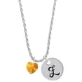 thumbnail image 1 of Delight Jewelry Yellow Crystal Heart Silvertone Script Initial Disc - Z - Charm Necklace, 20"+3", 1 of 4