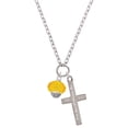 thumbnail image 1 of Delight Jewelry Yellow Faceted Glass Goldtone Spinner Everlasting Love Engraved Cross Zoey Necklace, 28", 1 of 4