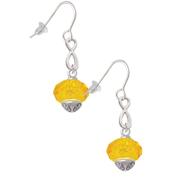 Delight Jewelry Yellow Faceted Glass Goldtone Spinner Silver tone Infinity French Earrings