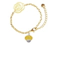 thumbnail image 1 of Delight Jewelry Yellow Faceted Glass Spinner Gold-tone Flower Link Chain Bracelet, 6.75"+2" Extender, 1 of 4