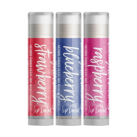 Delight Naturals Berry Patch Lip Balm Gift Set - Strawberry, Blueberry, Raspberry