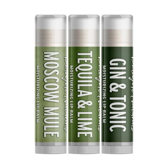 Delight Naturals Light Cocktails Lip Balm Gift Set - Moscow Mule, Tequila & Lime, and Gin & Tonic