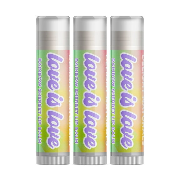 Delight Naturals Love is Love Pride Lip Balm - 3 Pack - Rainbow Sherbet Flavor