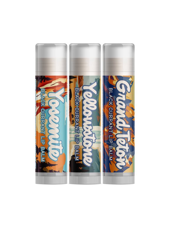 National Park Black Currant Lip Balm Set - Yosemite, Yellowstone, Grand Teton