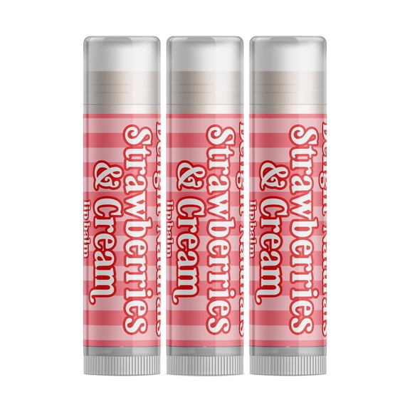 Delight Naturals Valentines Day Lip Balm - Strawberries & Cream - 3 Pack