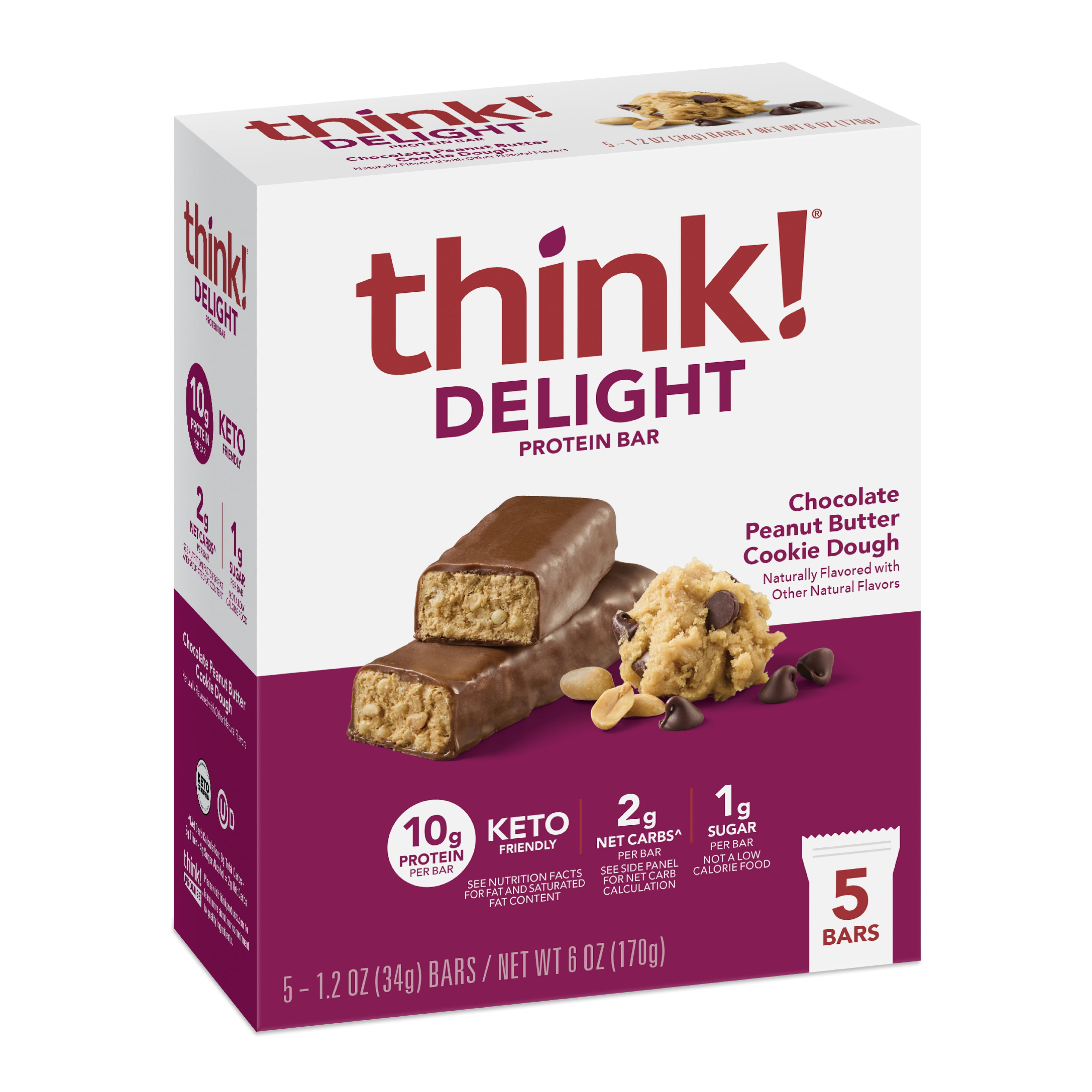 Delight Protein Chocolate Peanut Butter Cookie Dough 5Ct