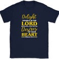 thumbnail image 1 of Delight Yourself In The Lord T-Shirt Christian Religious Jesus Pride Faith Tee - Navy, M, 1 of 1