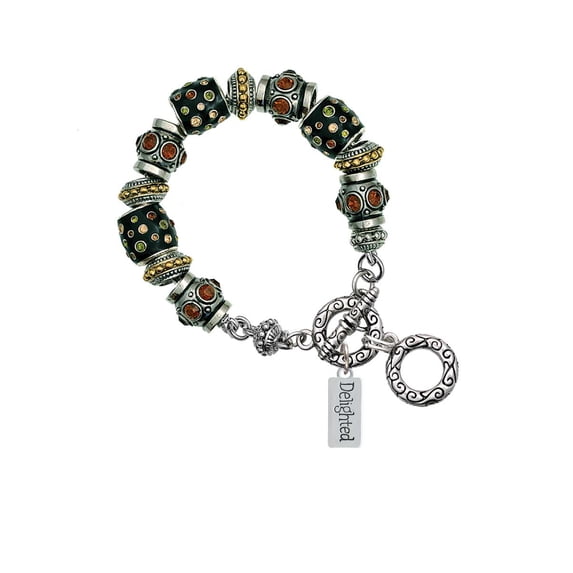 Delighted Rectangle Fall Crystal Bead Charm Bracelet