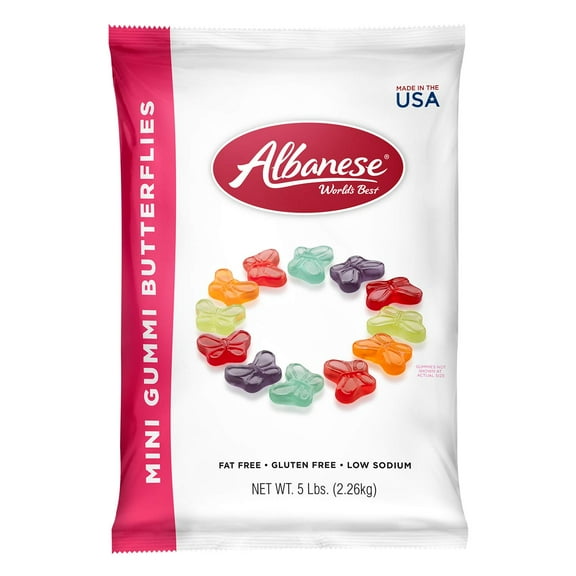 Albanese World's Best Mini Gummi Butterflies, 5lbs of Candy (Pack of 1)
