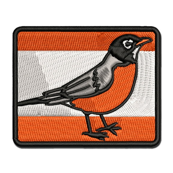 Delightful American Robin Bird Applique Multi-Color Embroidered Iron-On Patch - 2.0 Inch Mini