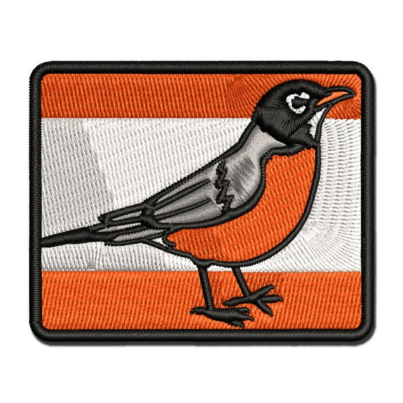 Delightful American Robin Bird Applique Multi-Color Embroidered Iron-On Patch - 2.5 Inch Small