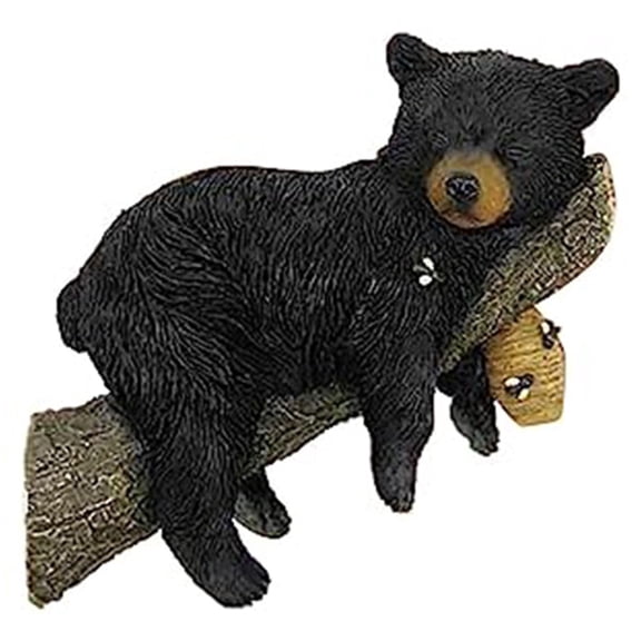 Delightful Black Bear Statue on Branch, Perfect for Adding Character to Garden Spaces