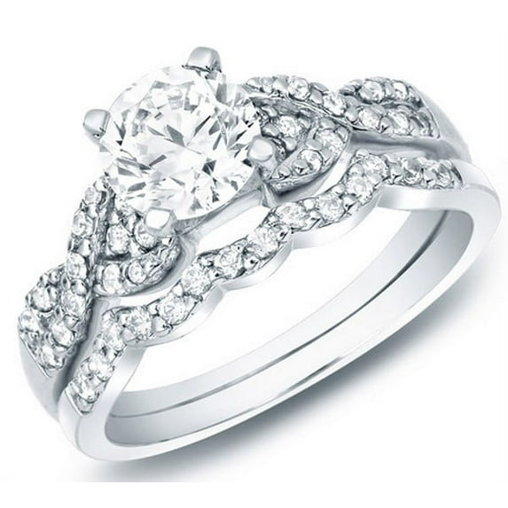 Delightful Cheap Diamond Wedding Set 1 Carat Round Cut Diamond on 10k Gold