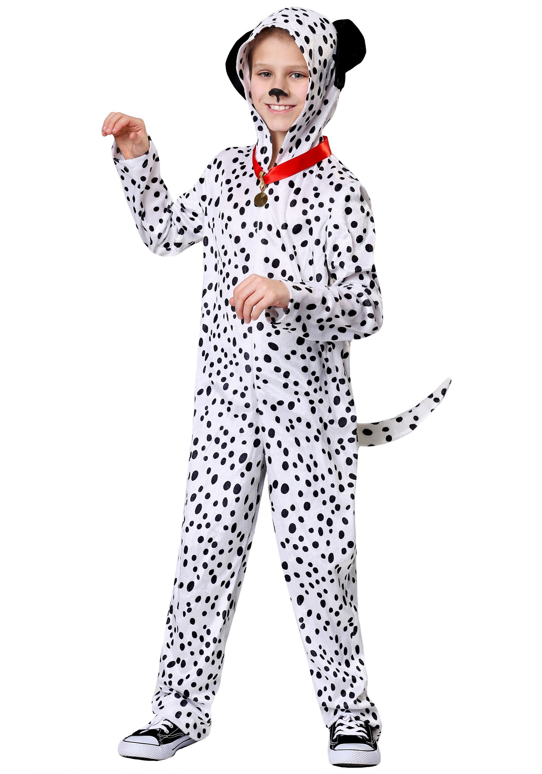 Delightful Dalmatian Costume for Kids, Spotted Dog Onepiece, Hooded — free download