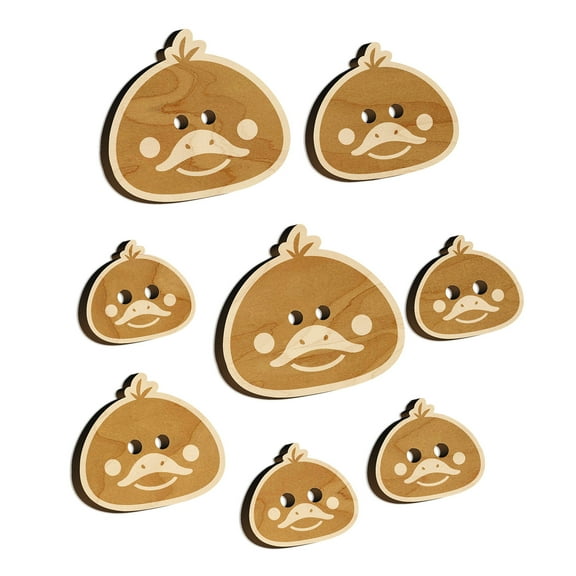 Delightful Dark Duckling Head Wood Buttons for Crochet Knitting Sewing DIY Craft - 1.25 Inch Large (5pcs)
