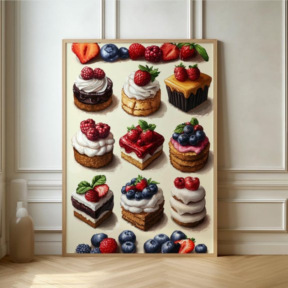 Delightful Dessert Array Vibrant Cake And Pastry Artwork Fun Food For Culinary Enthusiasts And Kitchen Decor