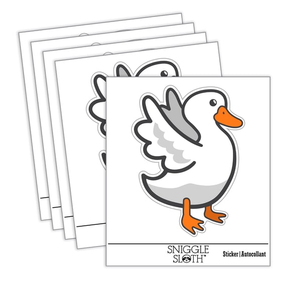 Delightful Duck Flapping Wings Car Window Bumper Water Bottle Phone Tablet Laptop Waterproof Vinyl Decal Sticker Set 5-Pack - Gloss Finish - 3.0"