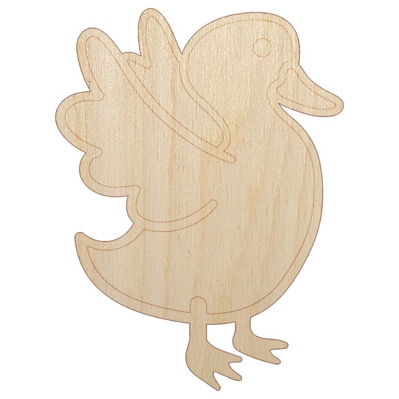 Delightful Duck Flapping Wings Wood Shape Unfinished Piece Cutout Craft DIY Projects - 4.70 Inch Size - 1/4 Inch Thick