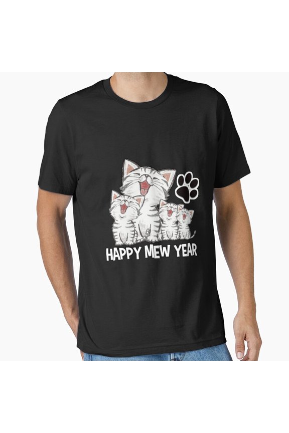 Delightful Mew Year Cute Festive Holiday Kitty Greeting Unisex T-Shirt, up to size 5XL