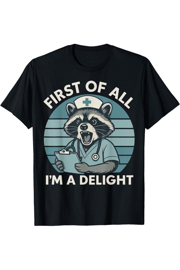 Delightful Raccoon Nurse T-Shirt Fun Gift for Healthcare Heroes