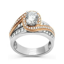 Delightful Rose and White Gold Diamond Ring 1.00 Carat Round Cut Diamond on White Gold
