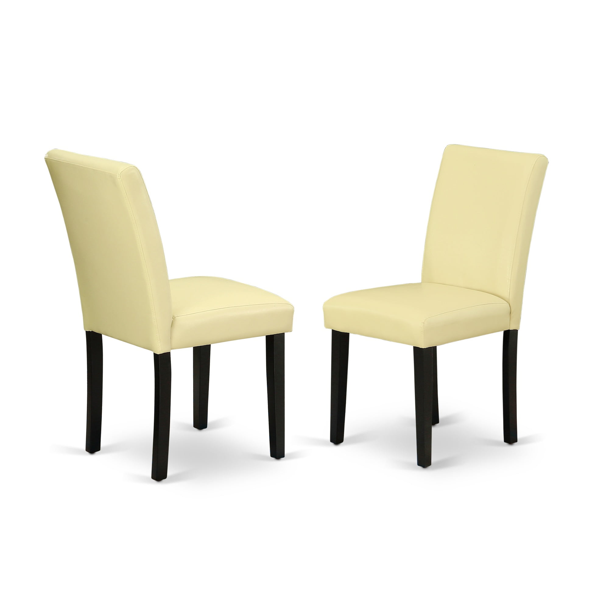 Eggnog Faux Leather Parsons Side Chair Set with Black Wood Legs