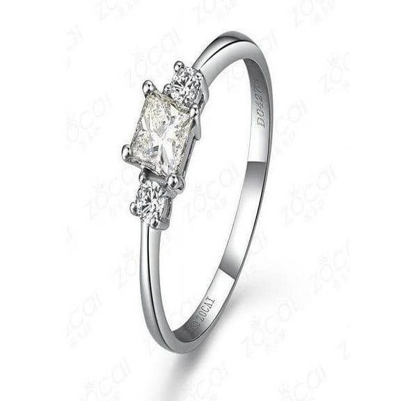 Delightful Three Stone Three Stone Engagement ring Half Carat Princess Cut Diamond on Gold