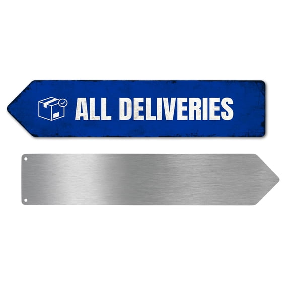 All Deliiveries Metal Sign by DC | Arrow Metal Directional Signage for Indoor & Outdoor | 3x12" Rust-Free Aluminum Sign | Deliivery Signage UV Protected Road LEFT Arrow Sign | Made in USA