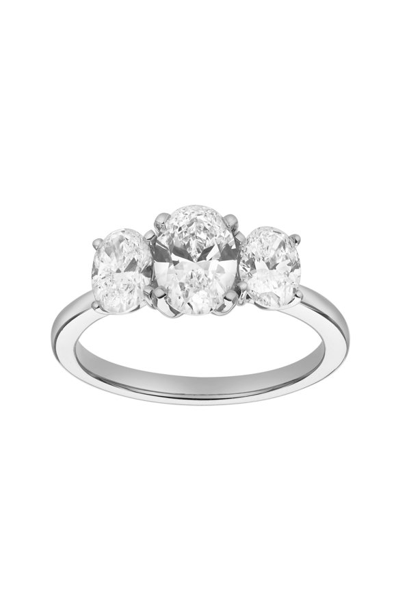 Delila 14K Gold Oval Cut Lab Grown Diamond Trinity Ring - 2 ct