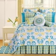 thumbnail image 1 of Delilah Blue Yellow Damask Full/Queen Quilt, 1 of 2