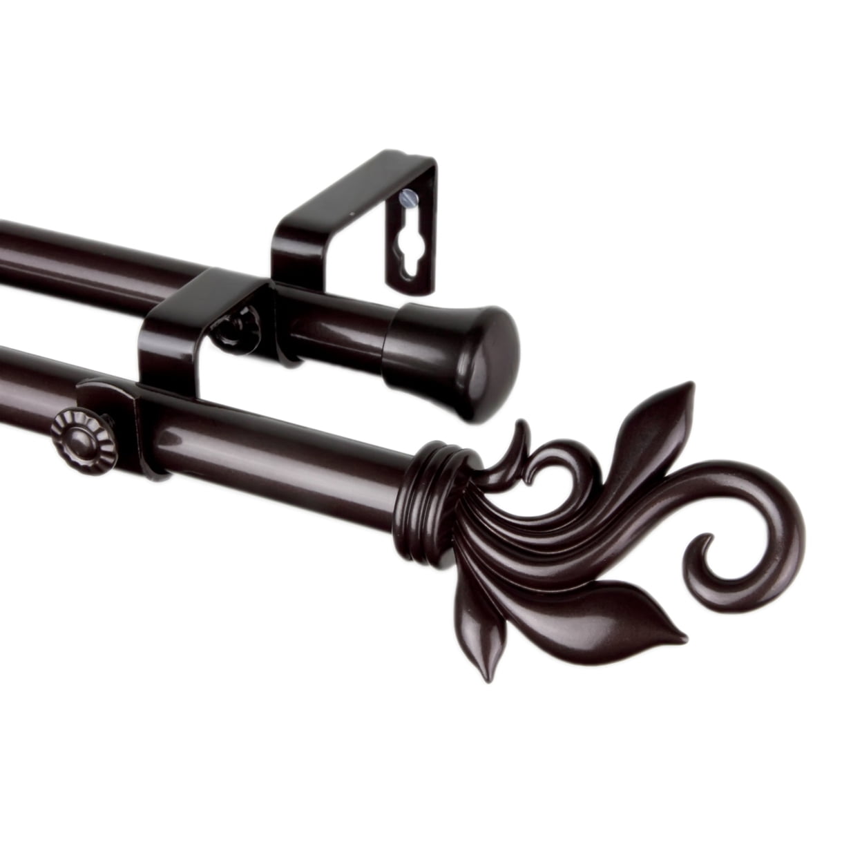 Delilah Double Curtain Rod 120170 inch Cocoa