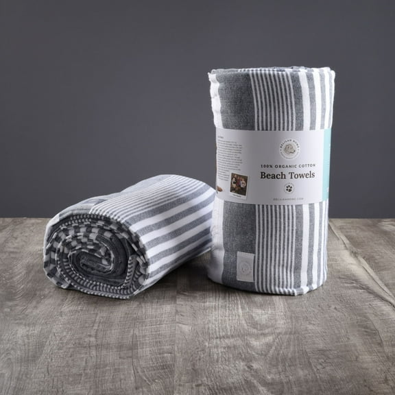 Delilah Home Organic Cotton Beach Towel, 36 x 70 Inch, Navy