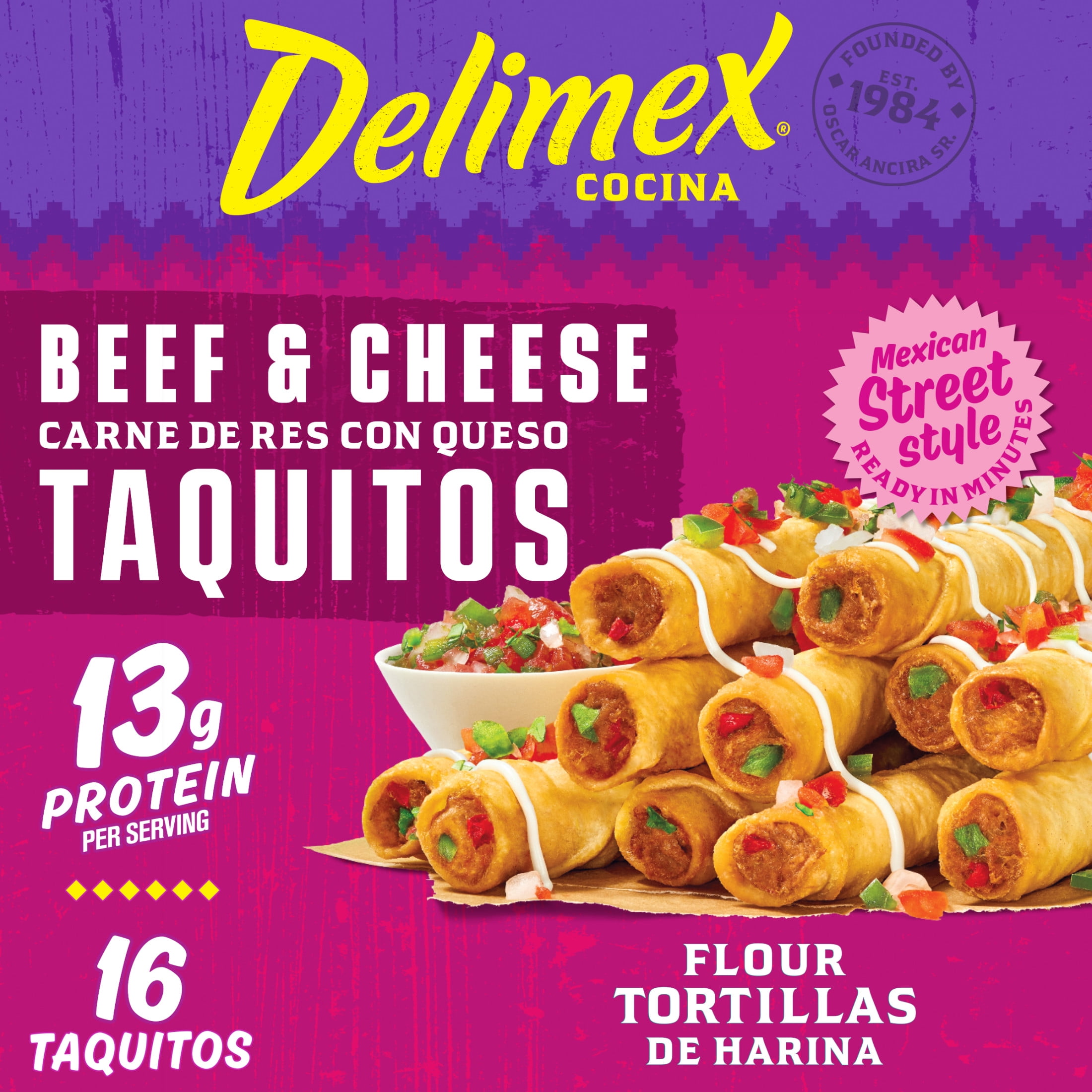 Delimex Beef & Cheese Large Flour Taquitos Frozen Snacks & Appetizers, 16 ct Box