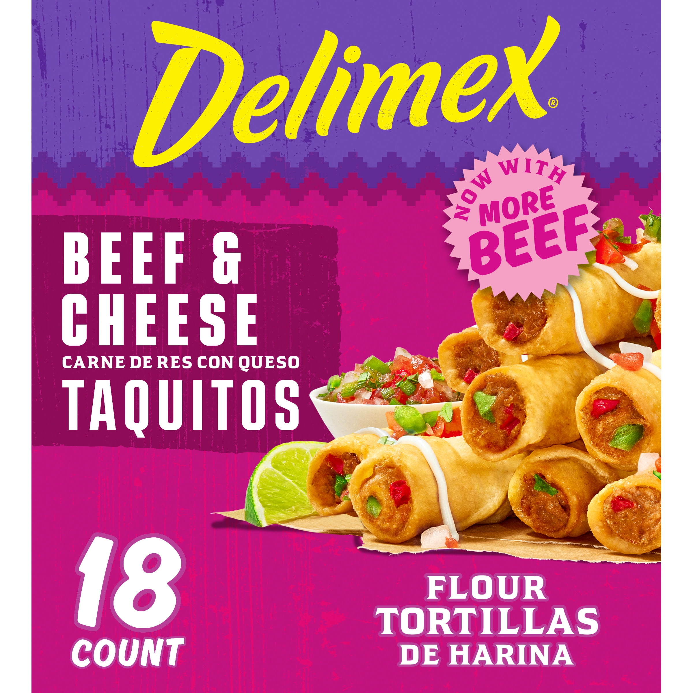 Delimex Beef & Cheese Large Flour Taquitos Frozen Snacks & Appetizers