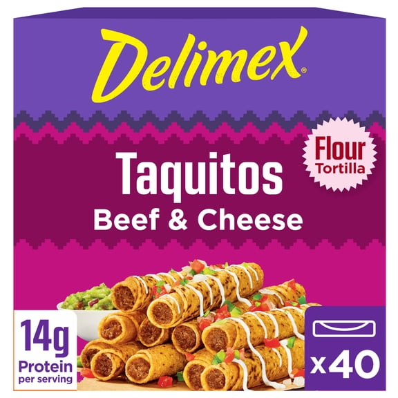 Delimex Beef & Cheese Taquitos Frozen Snacks, 40 Count Box