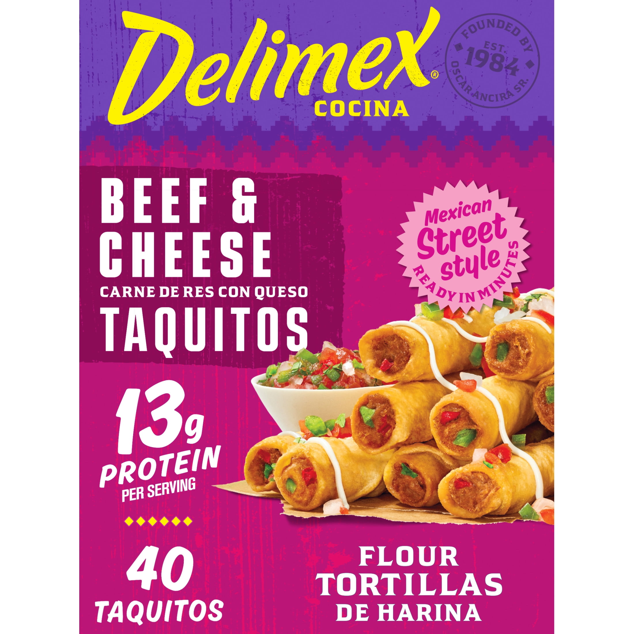 Delimex Beef & Cheese Large Flour Taquitos Frozen Snacks & Appetizers, 40 Ct Box Giant