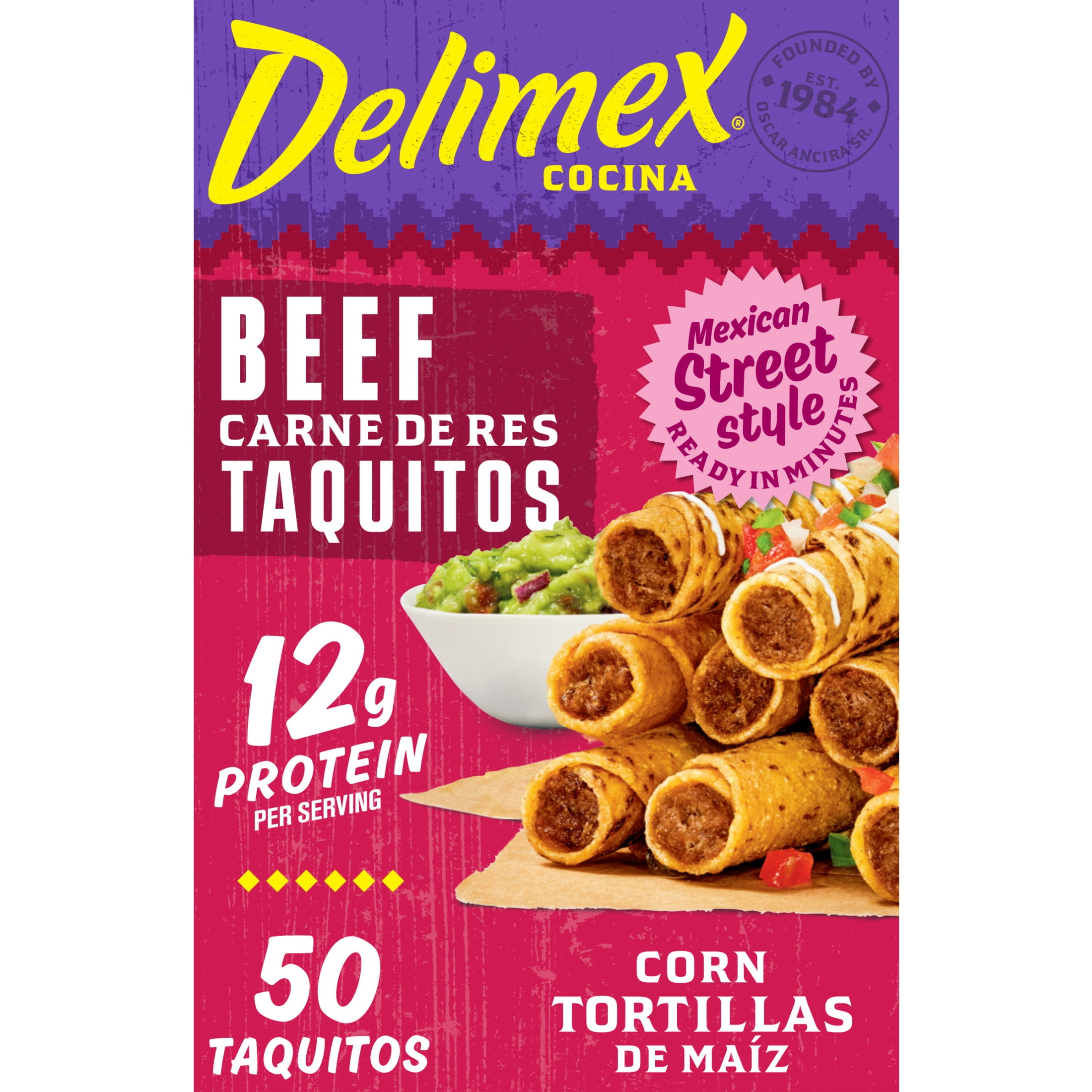 Delimex Beef Corn Taquitos Frozen Snacks & Appetizers, 50 Ct Box Jumbo