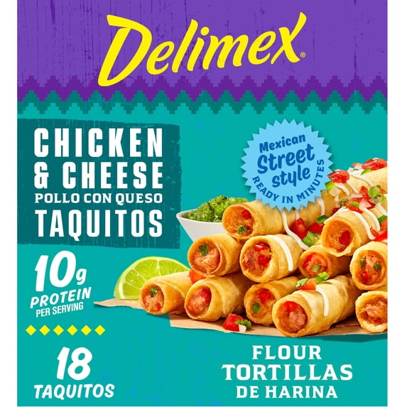 Delimex Chicken & Cheese Taquitos Frozen Snacks, 18 Count Box