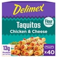 thumbnail image 1 of Delimex Chicken and Cheese Taquitos Frozen Snacks, for Easy Snacking and Convenient Meal Solutions, Flour Tortillas, 13g Protein per Serving, 48 oz (1.36kg), 1 of 15
