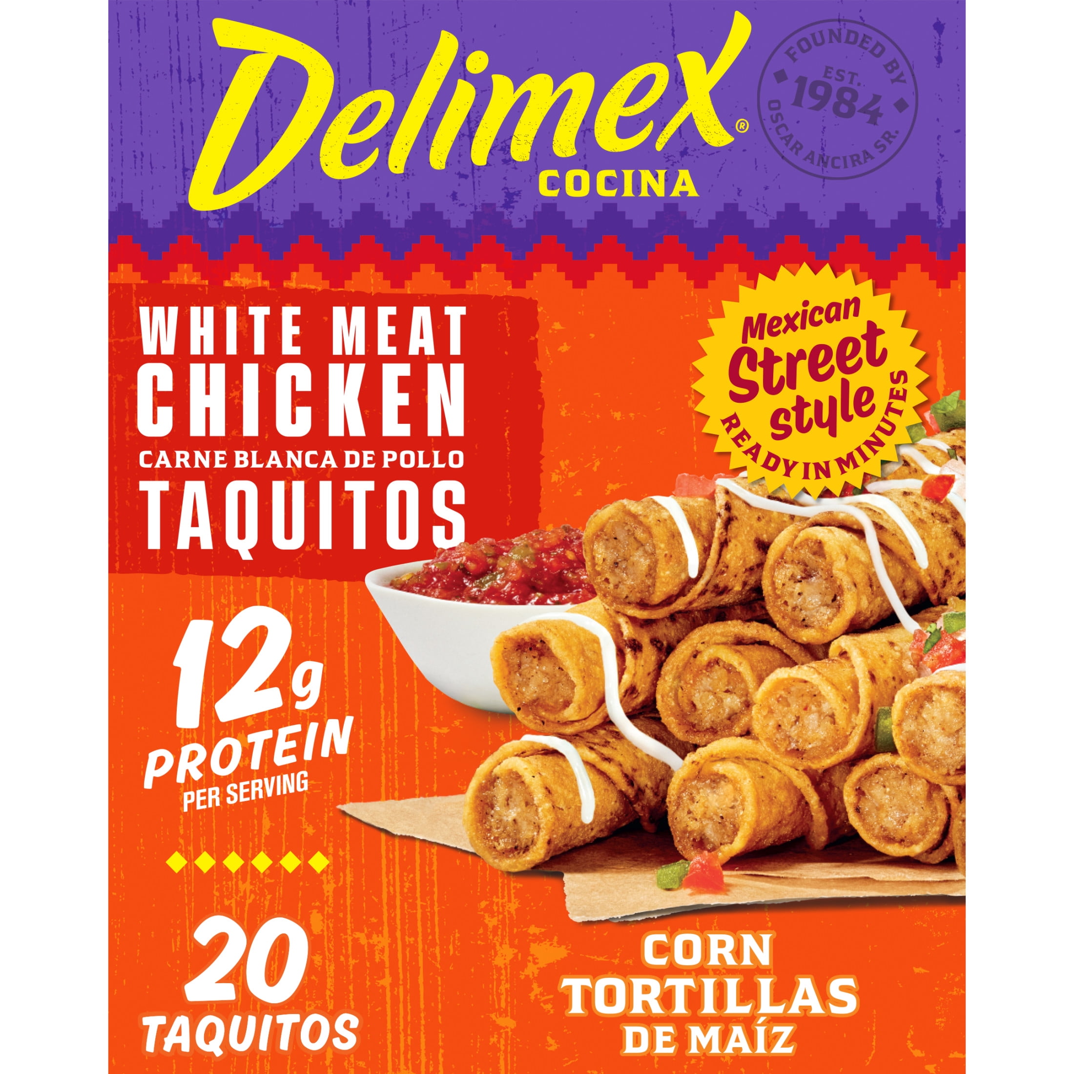 Delimex White Meat Chicken Corn Taquitos Frozen Snacks & Appetizers, 20 Ct Box Full Size