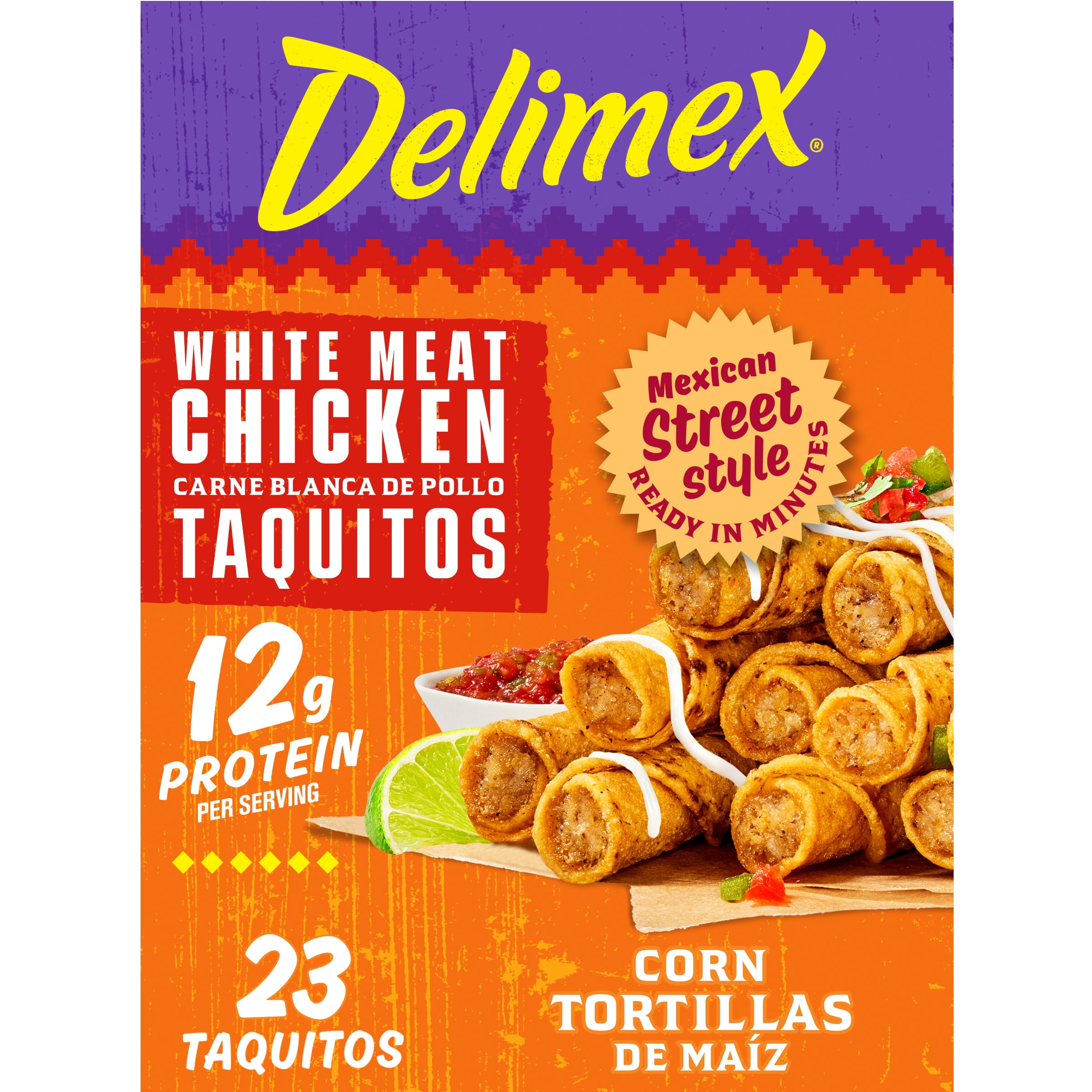 Delimex White Meat Chicken Corn Taquitos Frozen Snacks & Appetizers, 23