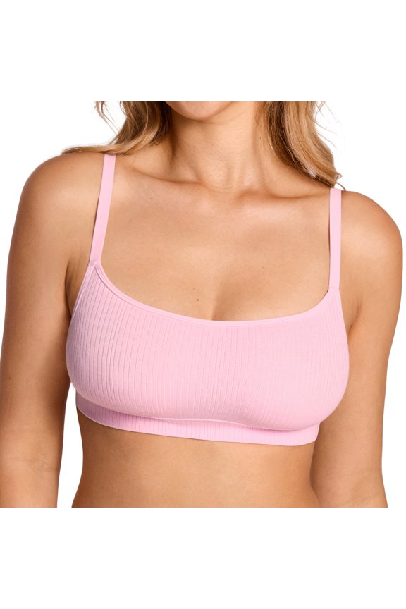 Natrelax Modal Ribbed Bras for Women Wireless Unlined Adjustable Straps Comfort Bralette