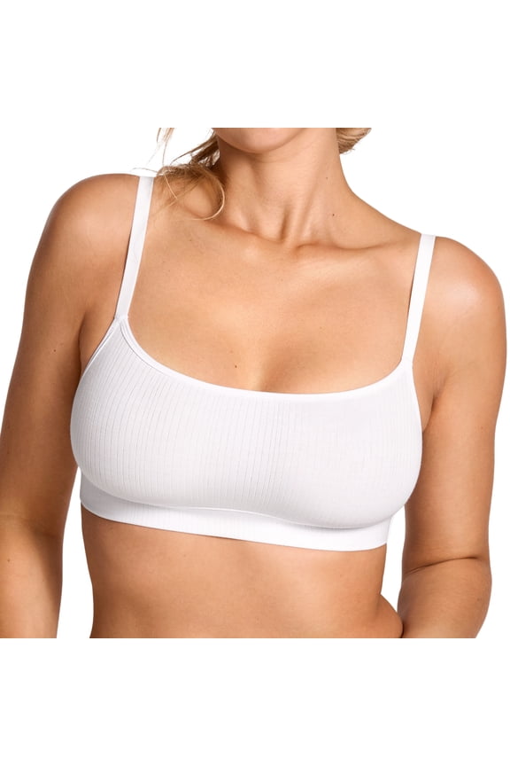 Natrelax Modal Ribbed Bras for Women Wireless Unlined Adjustable Straps Comfort Bralette