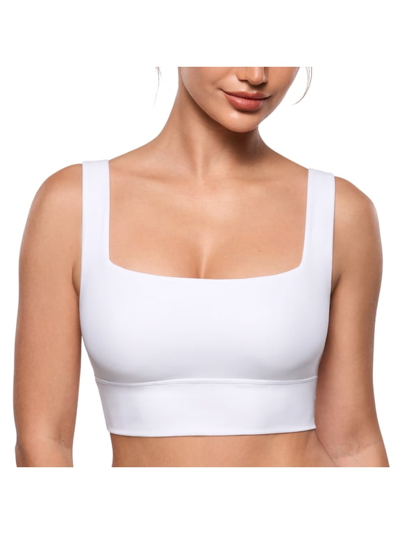 Women's Inbarely Longline Square Neck Bralette Supportive Unlined Wireless Yoga Sports Bra