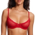 thumbnail image 1 of Delimira Women's Sheer Mesh Demi Bra Underwire Balconette, See Through, Plus Size, Soft, 1 of 6