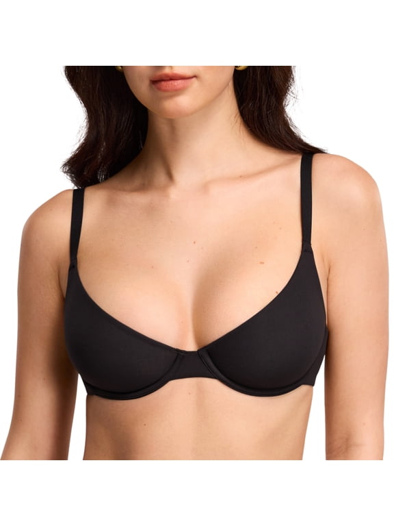 Women's Unlined Demi Bra Underwire, Balconette, Plus Size, Soft