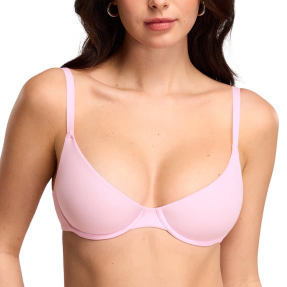 Delimira Women's Unlined Demi Bra Underwire, Balconette, Plus Size, Soft