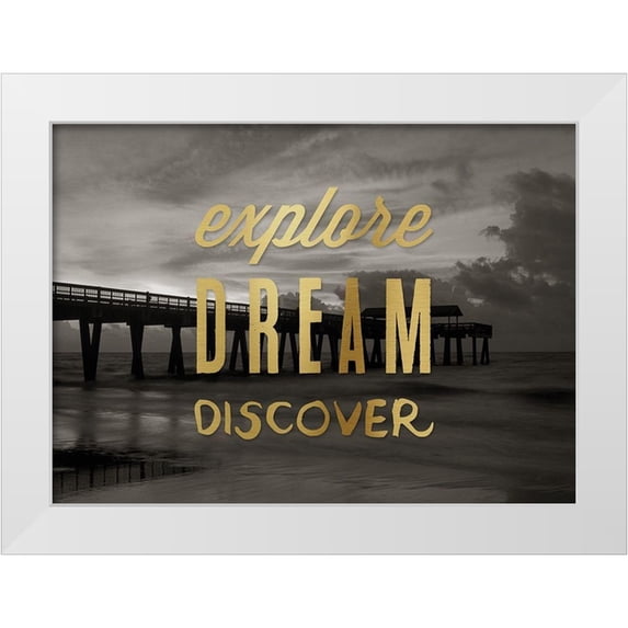Delimont, Danita 18x14 White Modern Wood Framed Museum Art Print Titled - Explore, Dream,