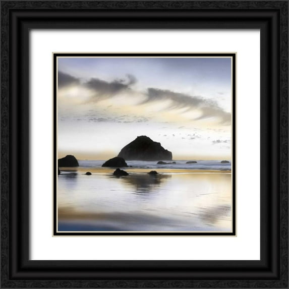Delimont, Danita 26x26 Black Ornate Wood Framed with Double Matting Museum Art Print Titled - Twilight on the Coastline